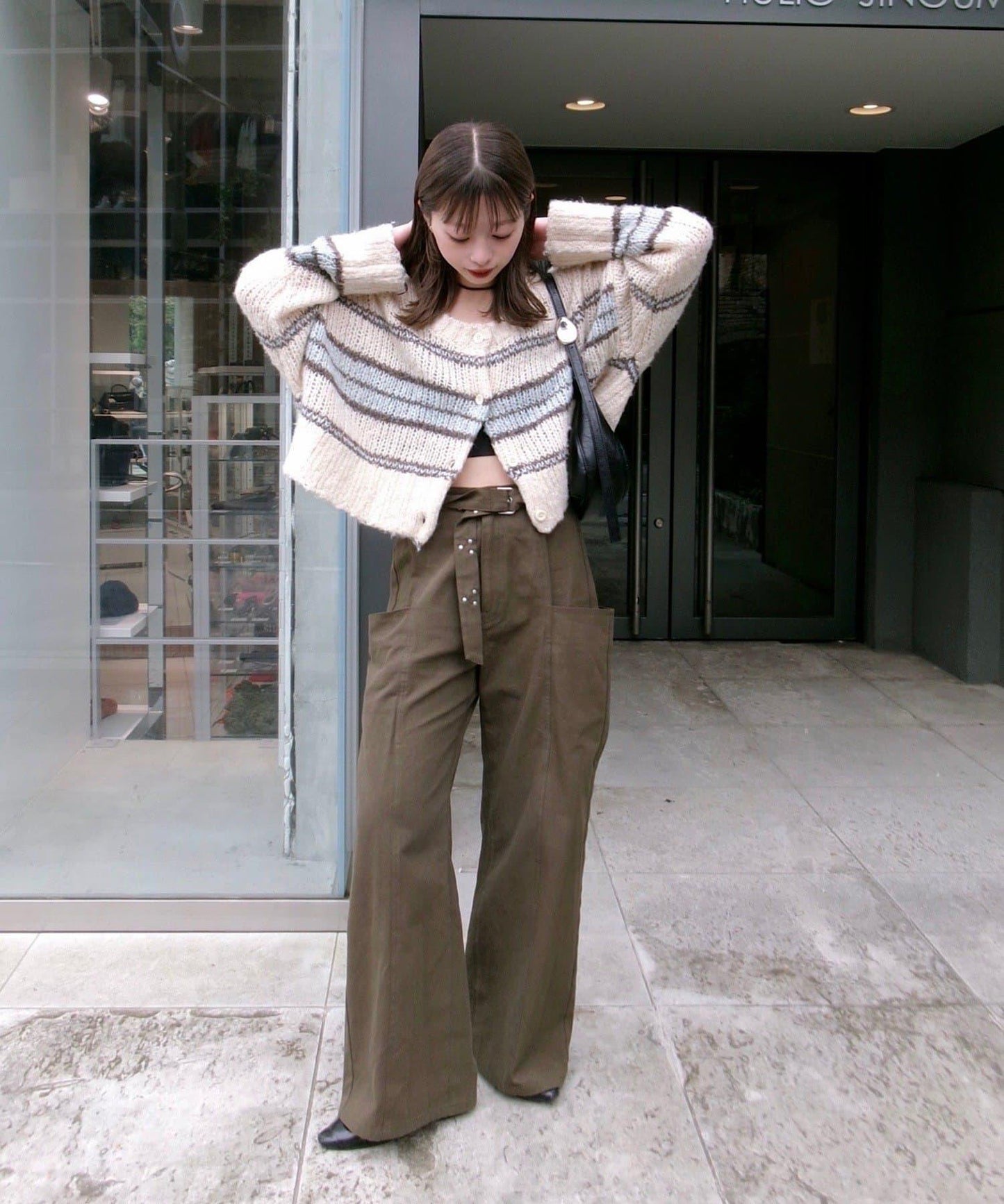 【Kastane】條紋仿馬海毛針織衫