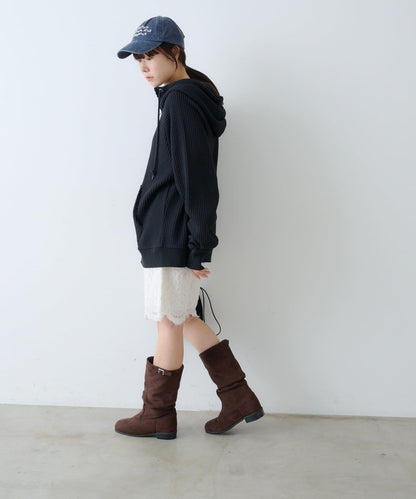 【Kastane】【WHIMSIC】華夫格拉鍊連帽衛衣