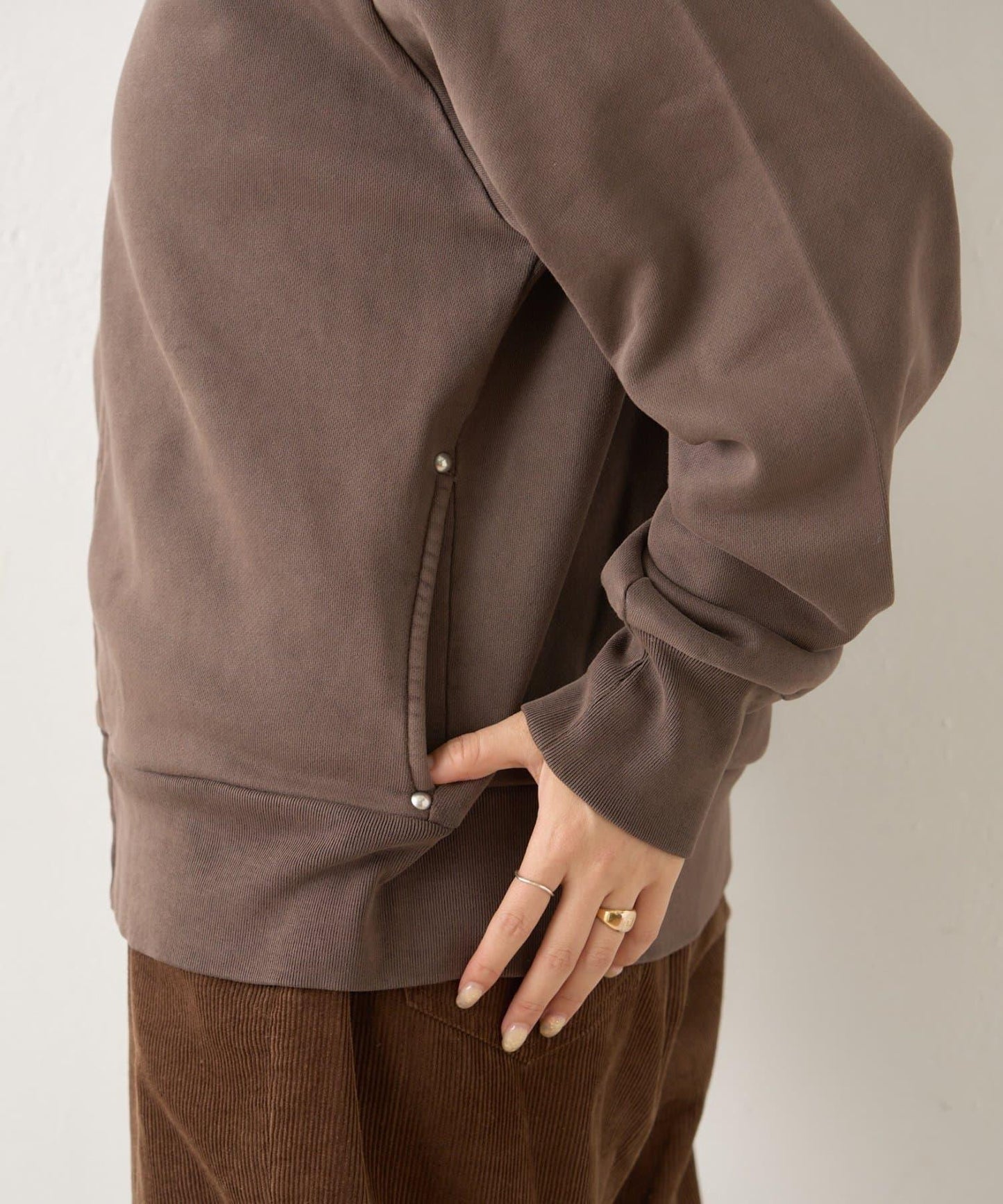 【WHIMSIC/2尺碼可選】水洗染色鉚釘衛衣拉鍊連帽衫