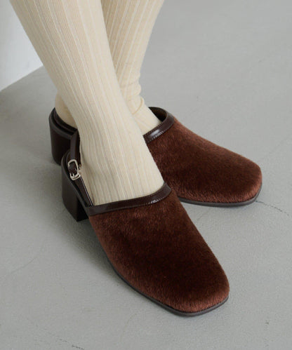 小牛毛拼接高跟鞋