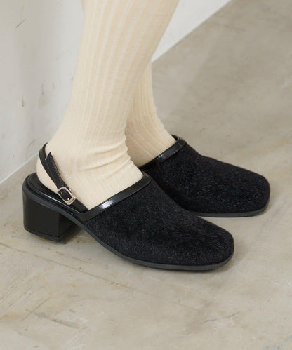 小牛毛拼接高跟鞋