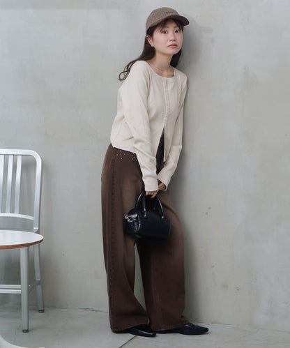 【Kastane】鉤扣羅紋長袖T恤