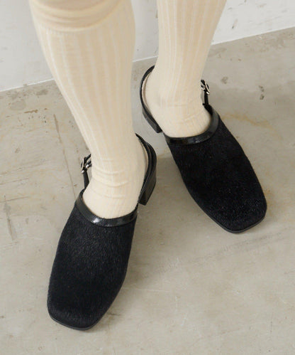 小牛毛拼接高跟鞋