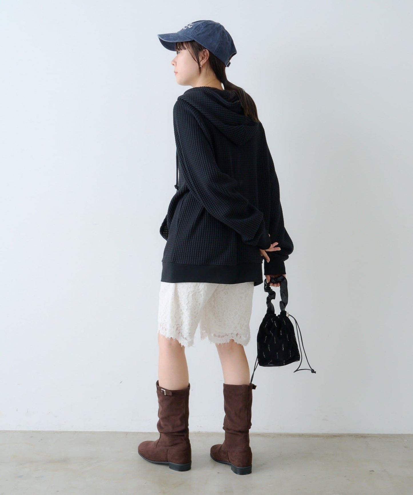 【Kastane】【WHIMSIC】華夫格拉鍊連帽衛衣