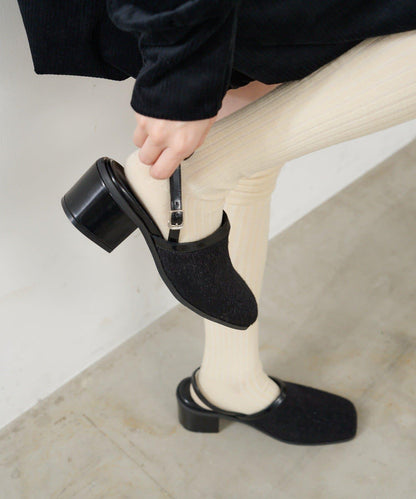 小牛毛拼接高跟鞋