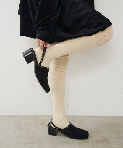 小牛毛拼接高跟鞋