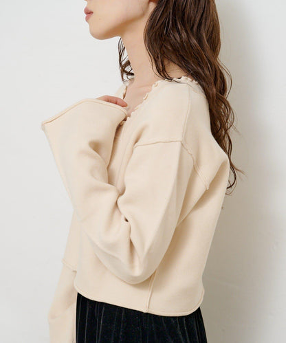 【4色可選】方領荷葉邊針織開衫