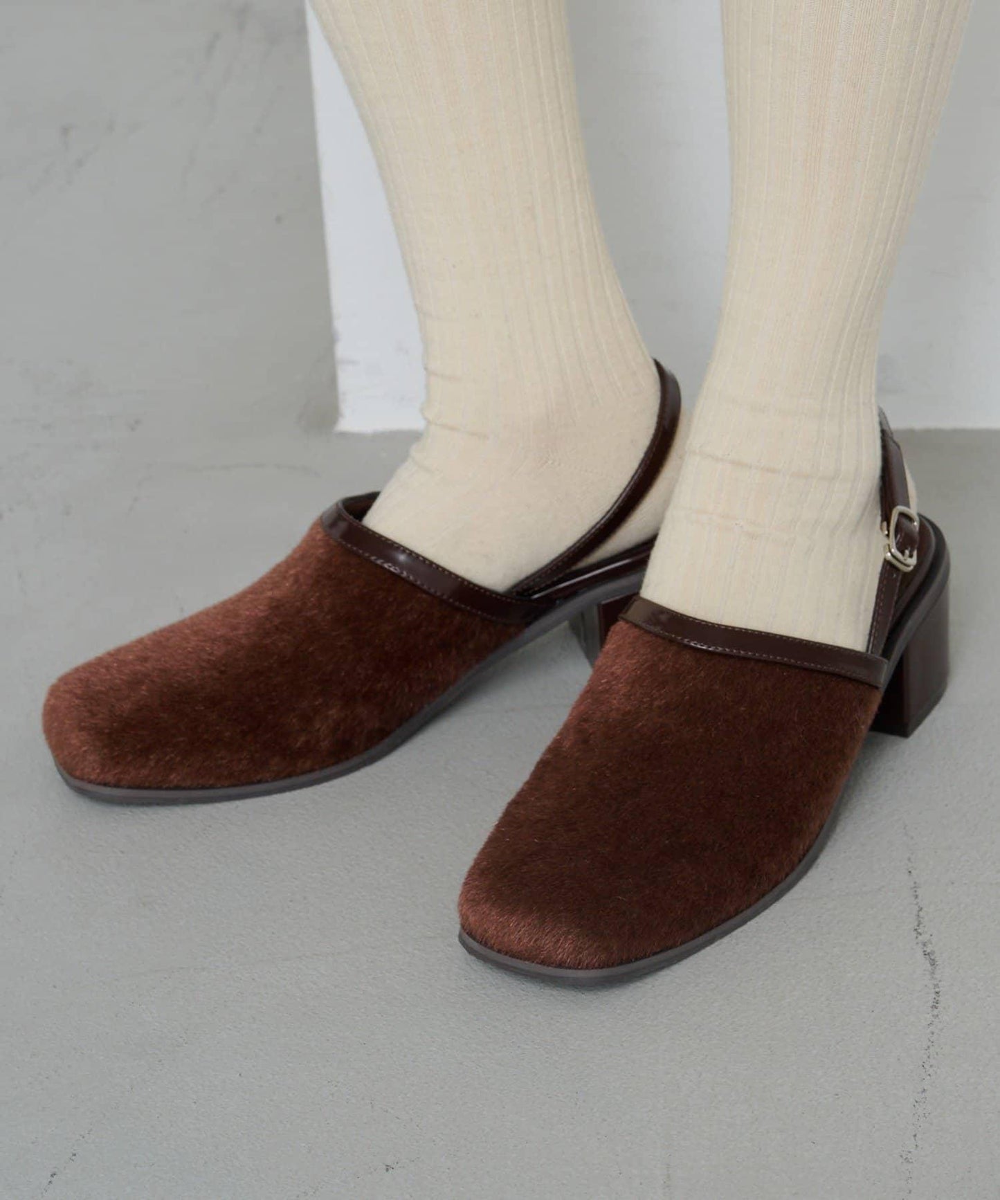 小牛毛拼接高跟鞋