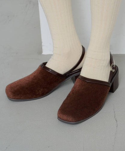 小牛毛拼接高跟鞋