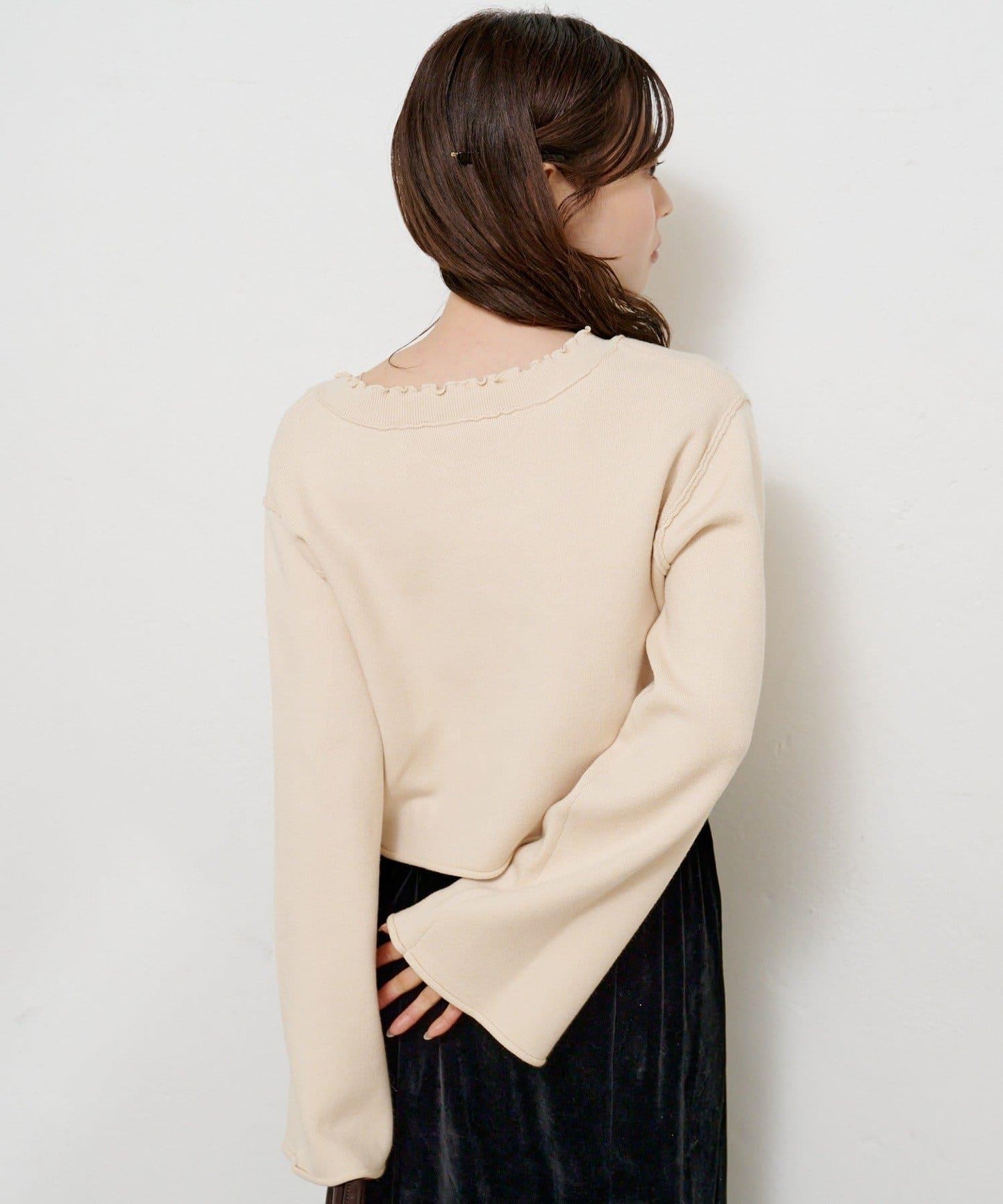 【4色可選】方領荷葉邊針織開衫