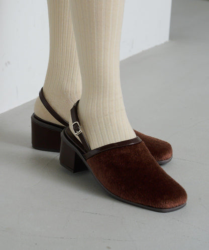 小牛毛拼接高跟鞋