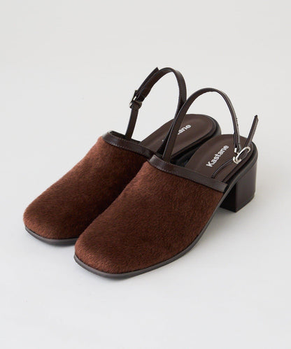 小牛毛拼接高跟鞋