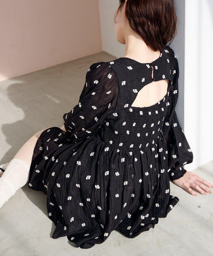 花卉刺繡迷你連衣裙