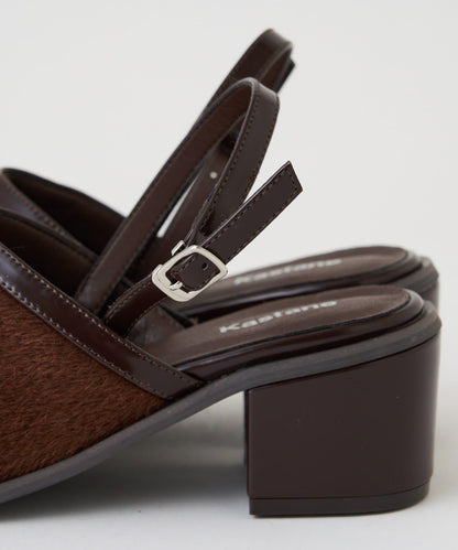 小牛毛拼接高跟鞋