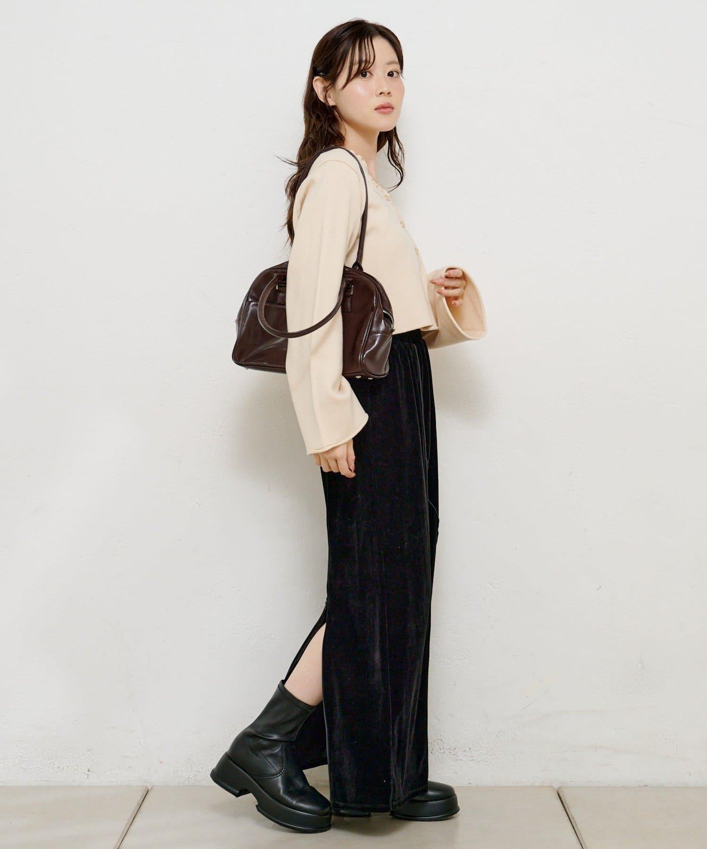 【4色可選】方領荷葉邊針織開衫