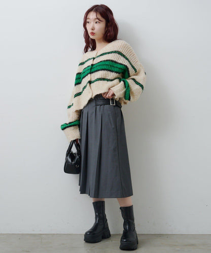 【Kastane】條紋仿馬海毛針織衫