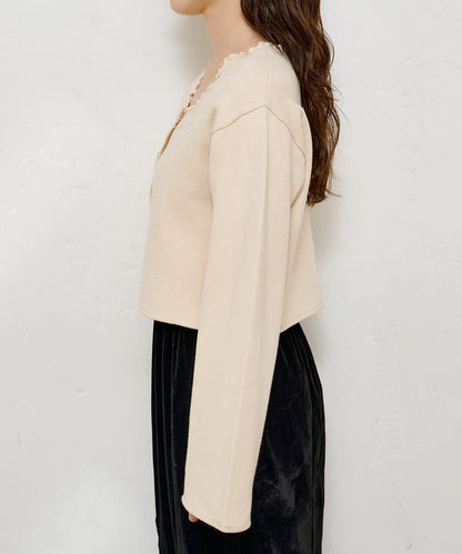 【4色可選】方領荷葉邊針織開衫