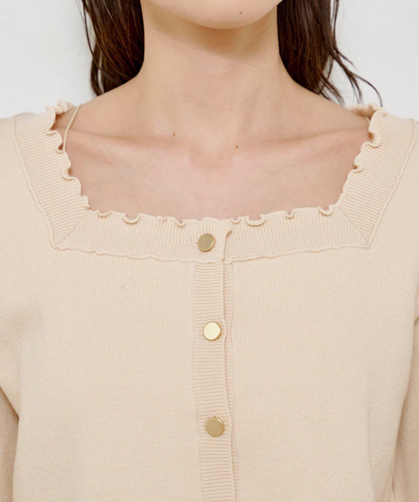 【4色可選】方領荷葉邊針織開衫