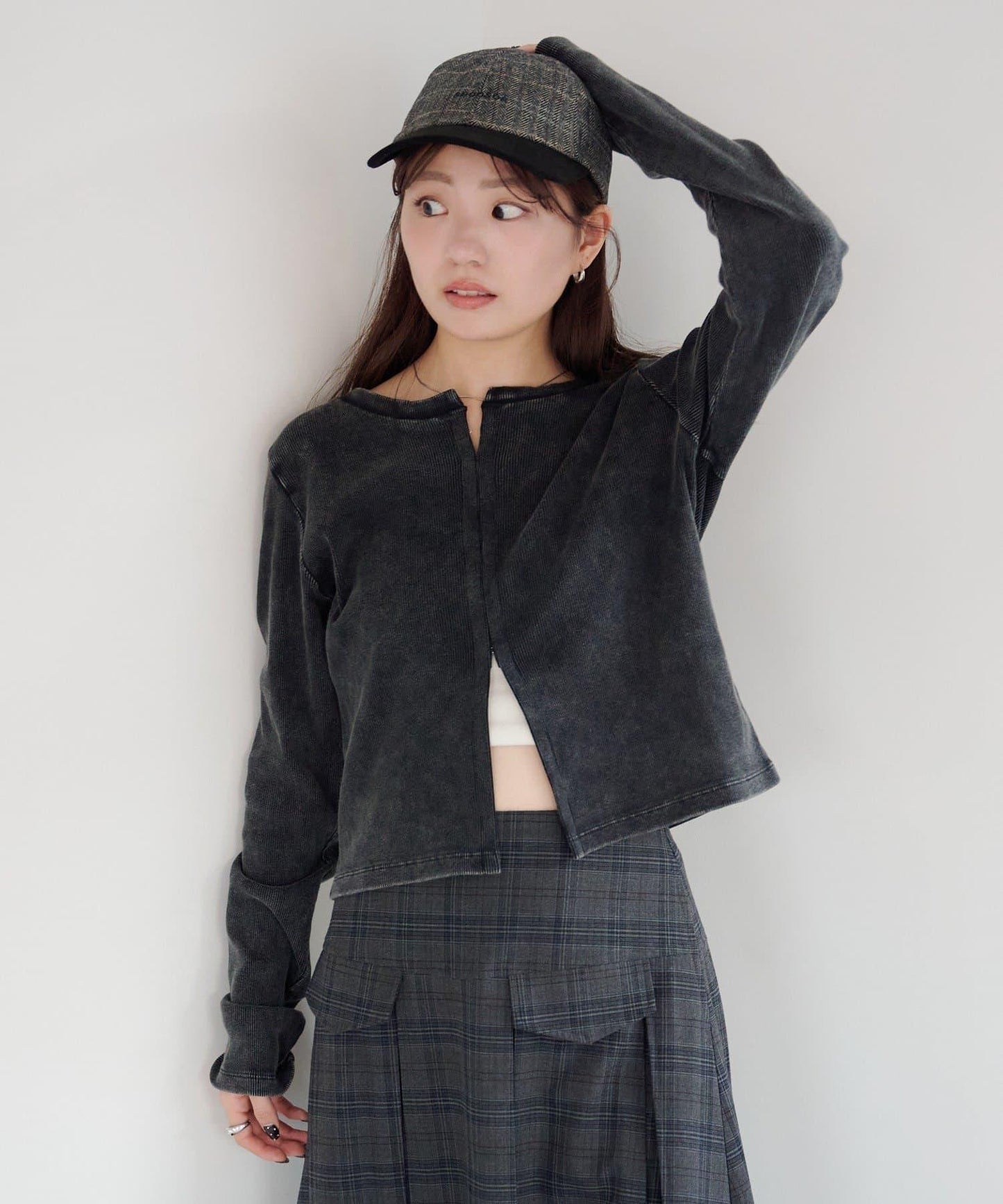 【Kastane】鉤扣羅紋長袖T恤