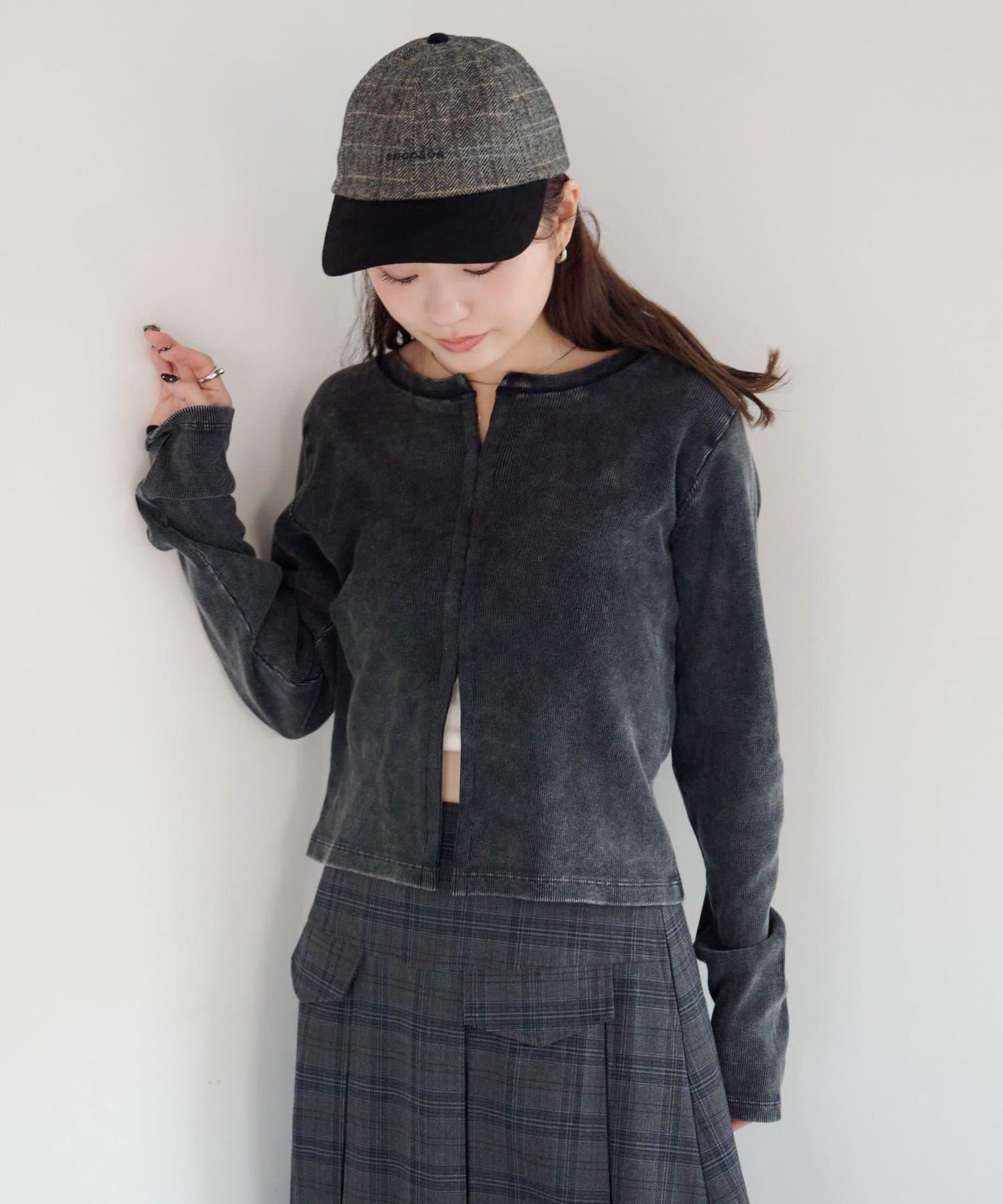 【Kastane】鉤扣羅紋長袖T恤