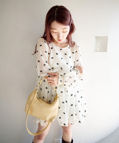 花卉刺繡迷你連衣裙