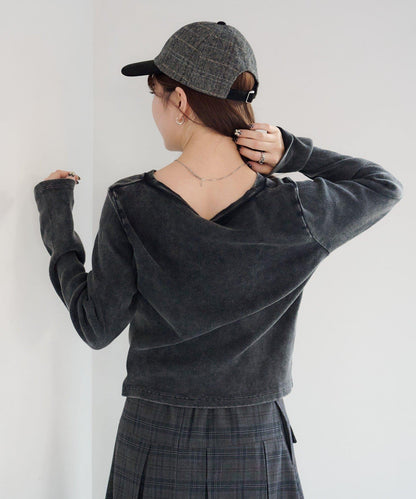 【Kastane】鉤扣羅紋長袖T恤