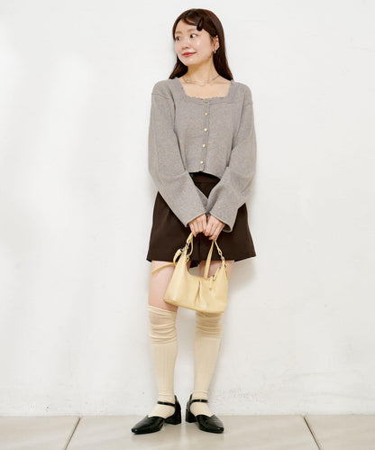 【4色可選】方領荷葉邊針織開衫