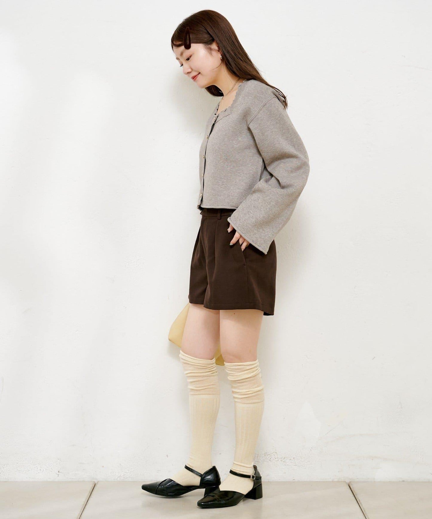 【4色可選】方領荷葉邊針織開衫