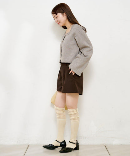 【4色可選】方領荷葉邊針織開衫