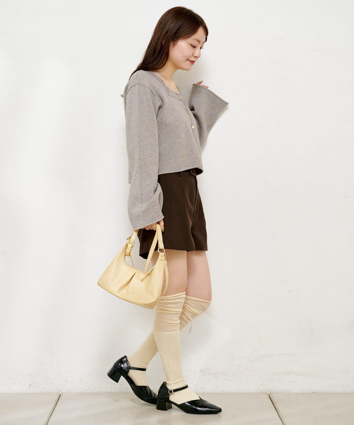 【4色可選】方領荷葉邊針織開衫