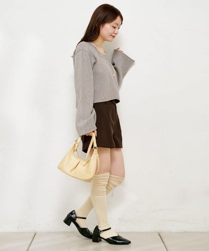 【4色可選】方領荷葉邊針織開衫