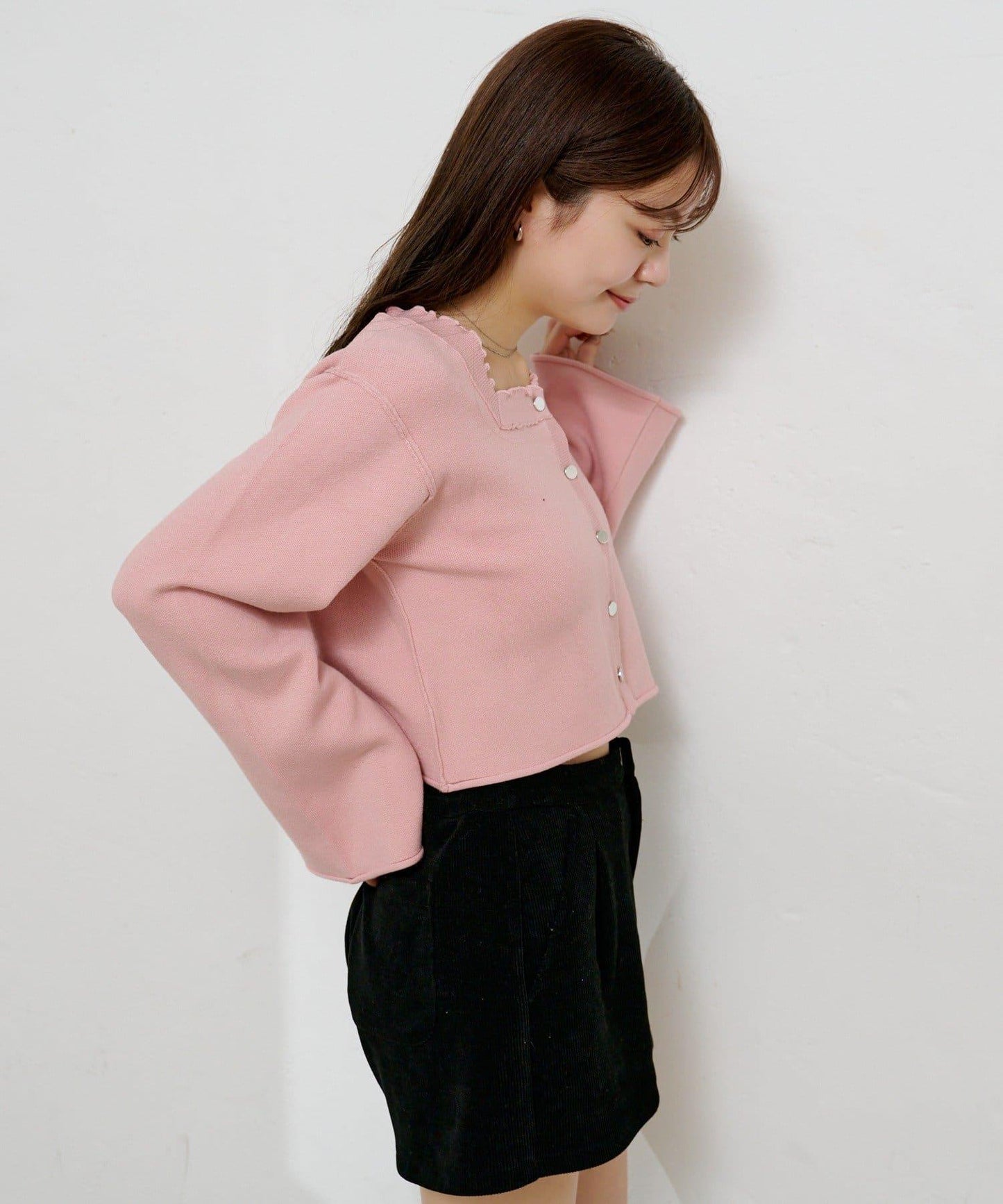 【4色可選】方領荷葉邊針織開衫