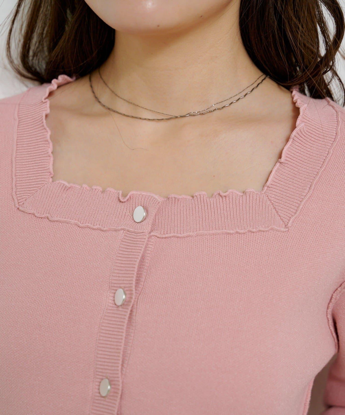 【4色可選】方領荷葉邊針織開衫