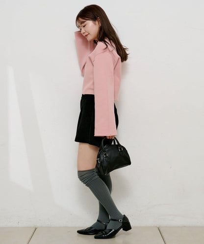 【4色可選】方領荷葉邊針織開衫