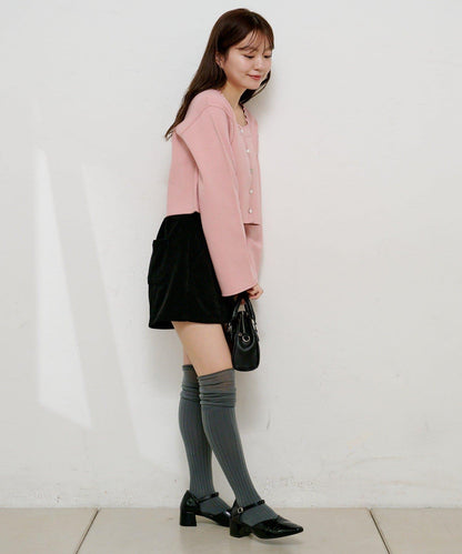 【4色可選】方領荷葉邊針織開衫