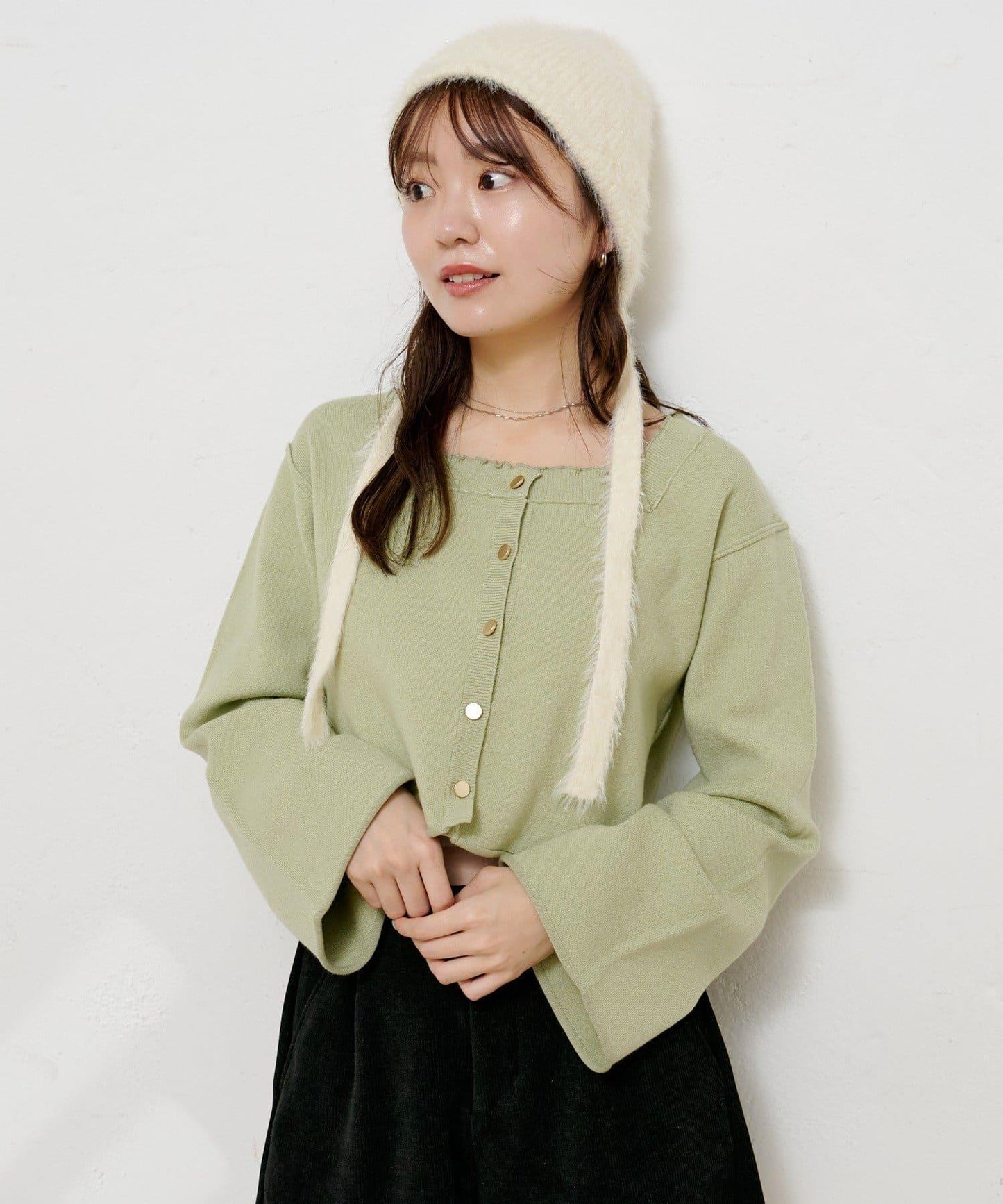 【4色可選】方領荷葉邊針織開衫