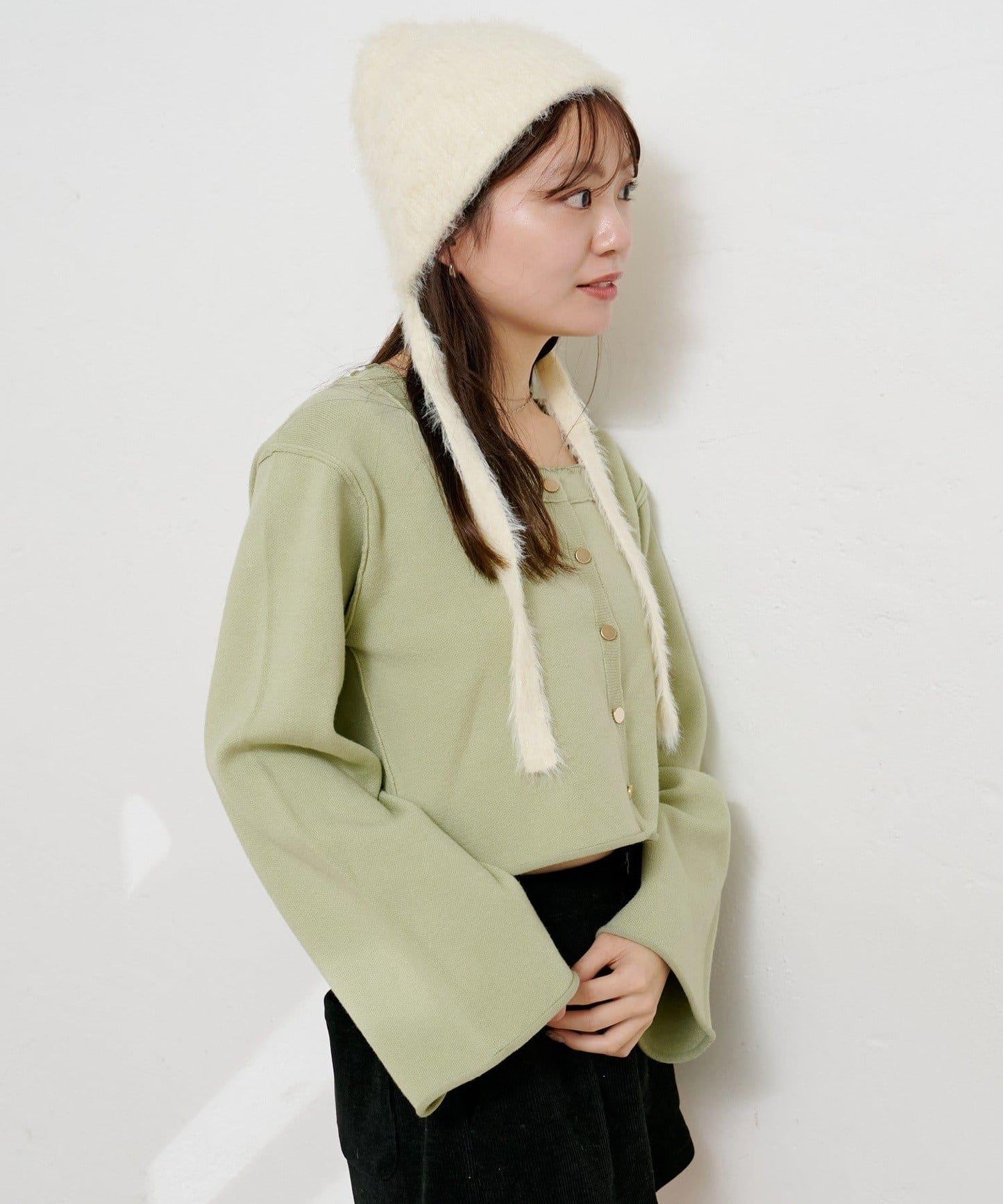 【4色可選】方領荷葉邊針織開衫