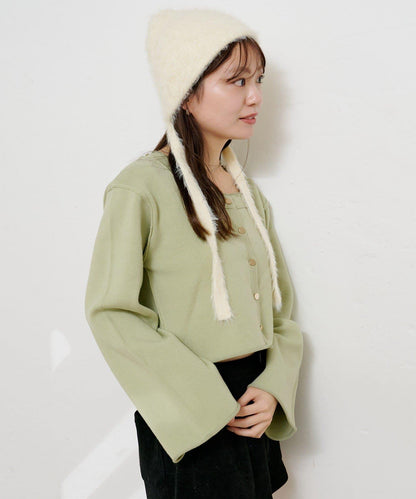 【4色可選】方領荷葉邊針織開衫