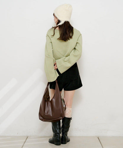 【4色可選】方領荷葉邊針織開衫