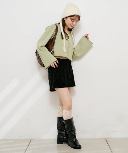 【4色可選】方領荷葉邊針織開衫