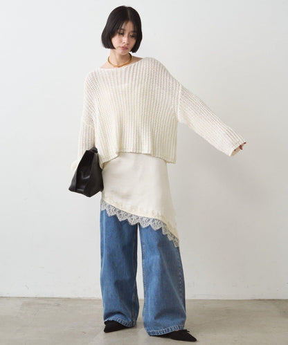 緞面蕾絲不對稱吊帶