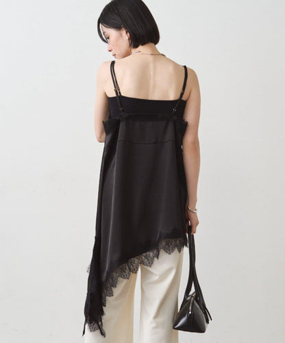 緞面蕾絲不對稱吊帶