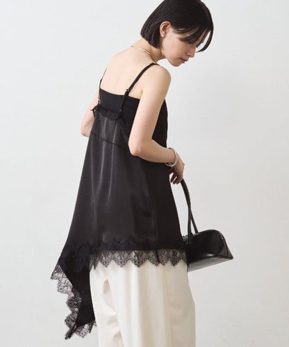 緞面蕾絲不對稱吊帶