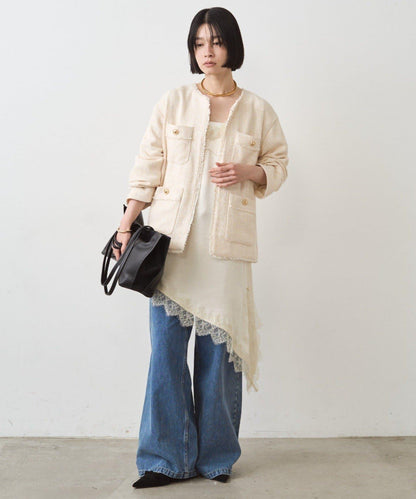 緞面蕾絲不對稱吊帶