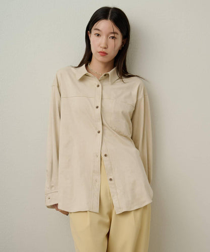 【Omekashi】雙面仿麂皮襯衫