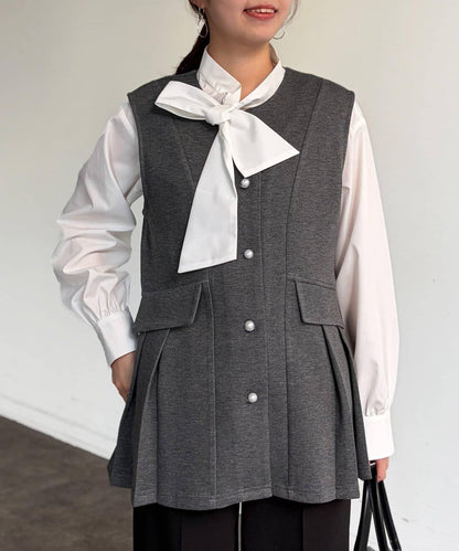 褶皺荷葉邊雙面呢馬甲