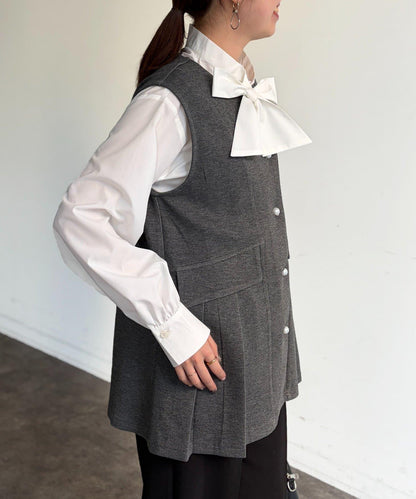 褶皺荷葉邊雙面呢馬甲