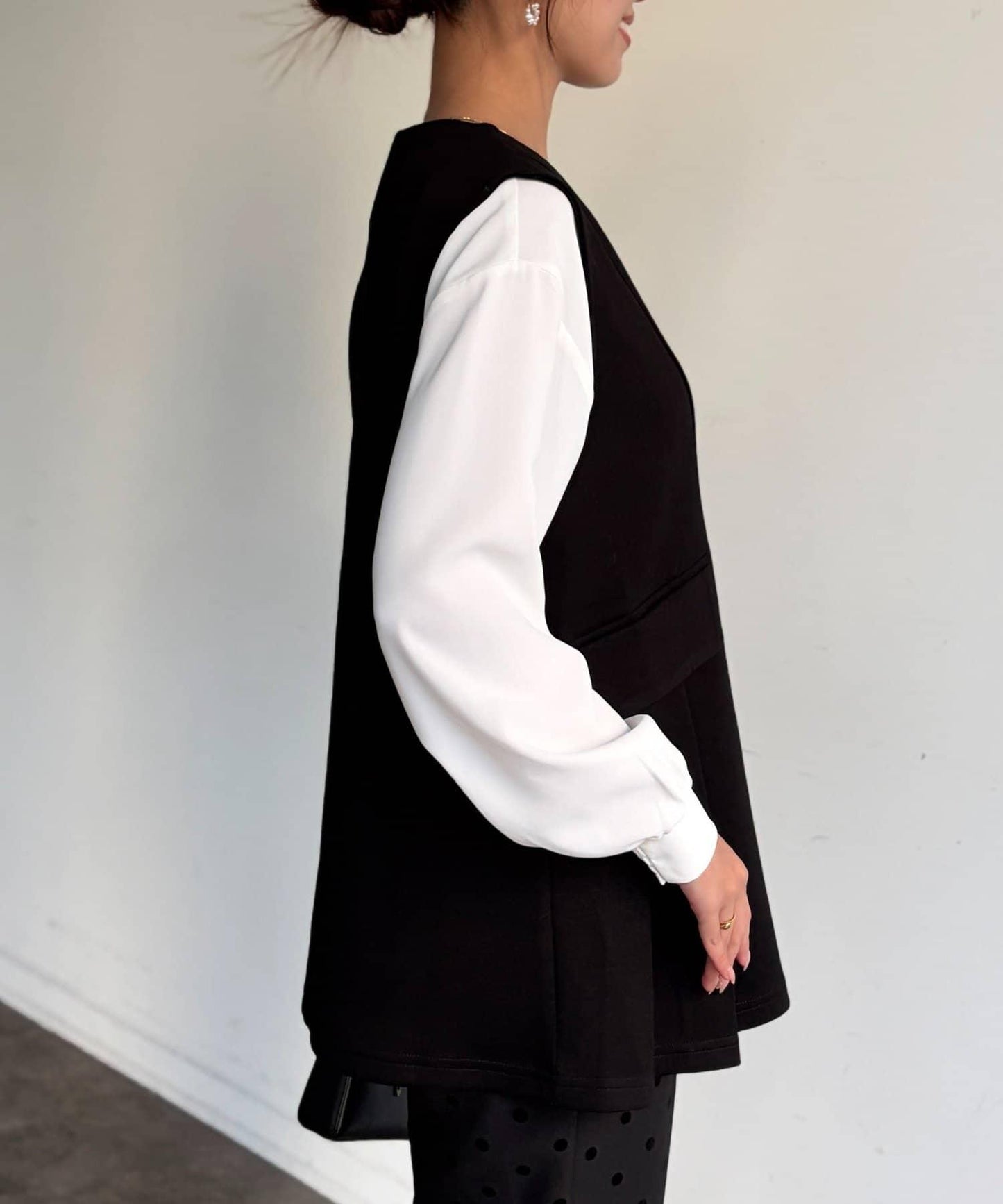 褶皺荷葉邊雙面呢馬甲