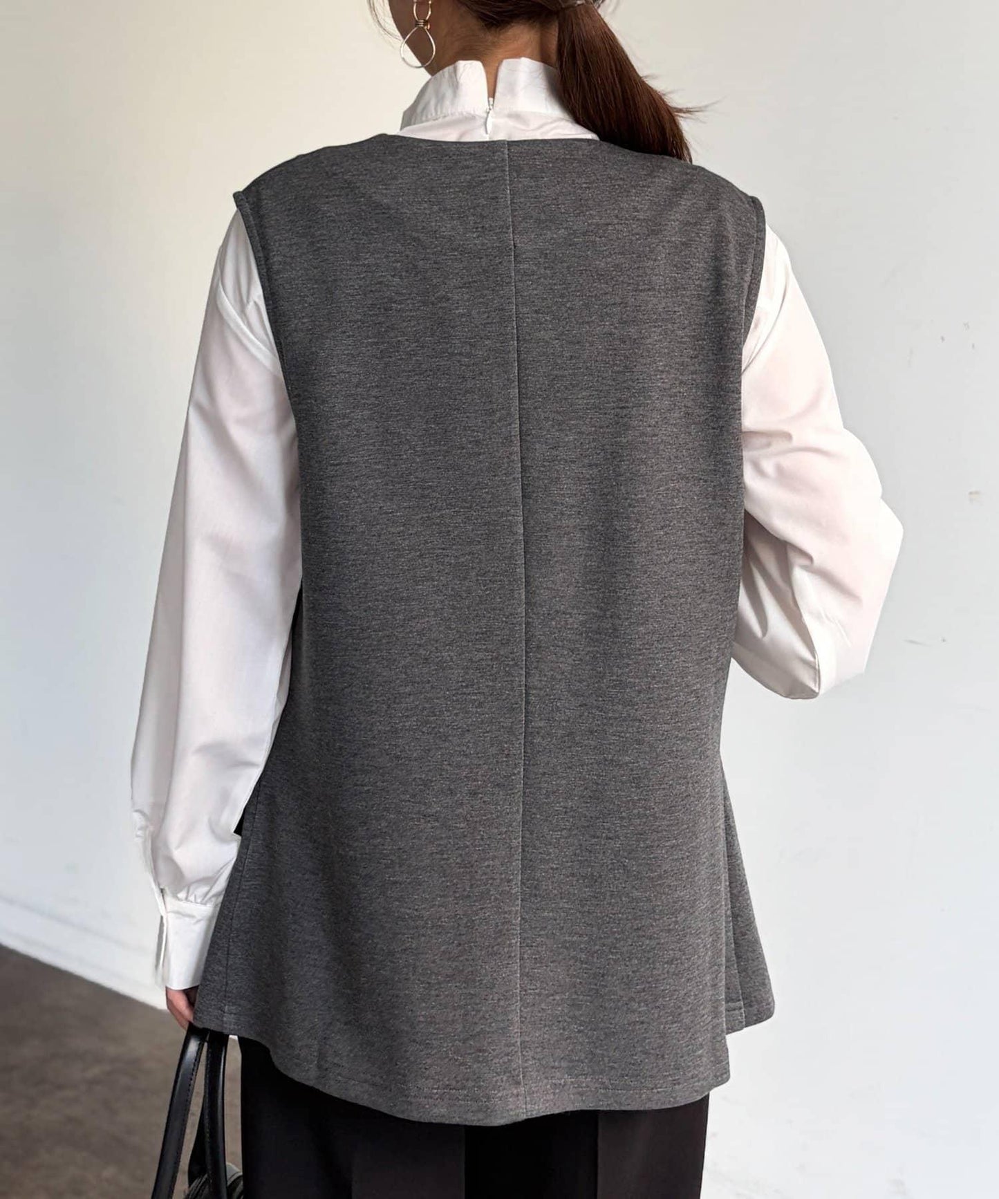 褶皺荷葉邊雙面呢馬甲