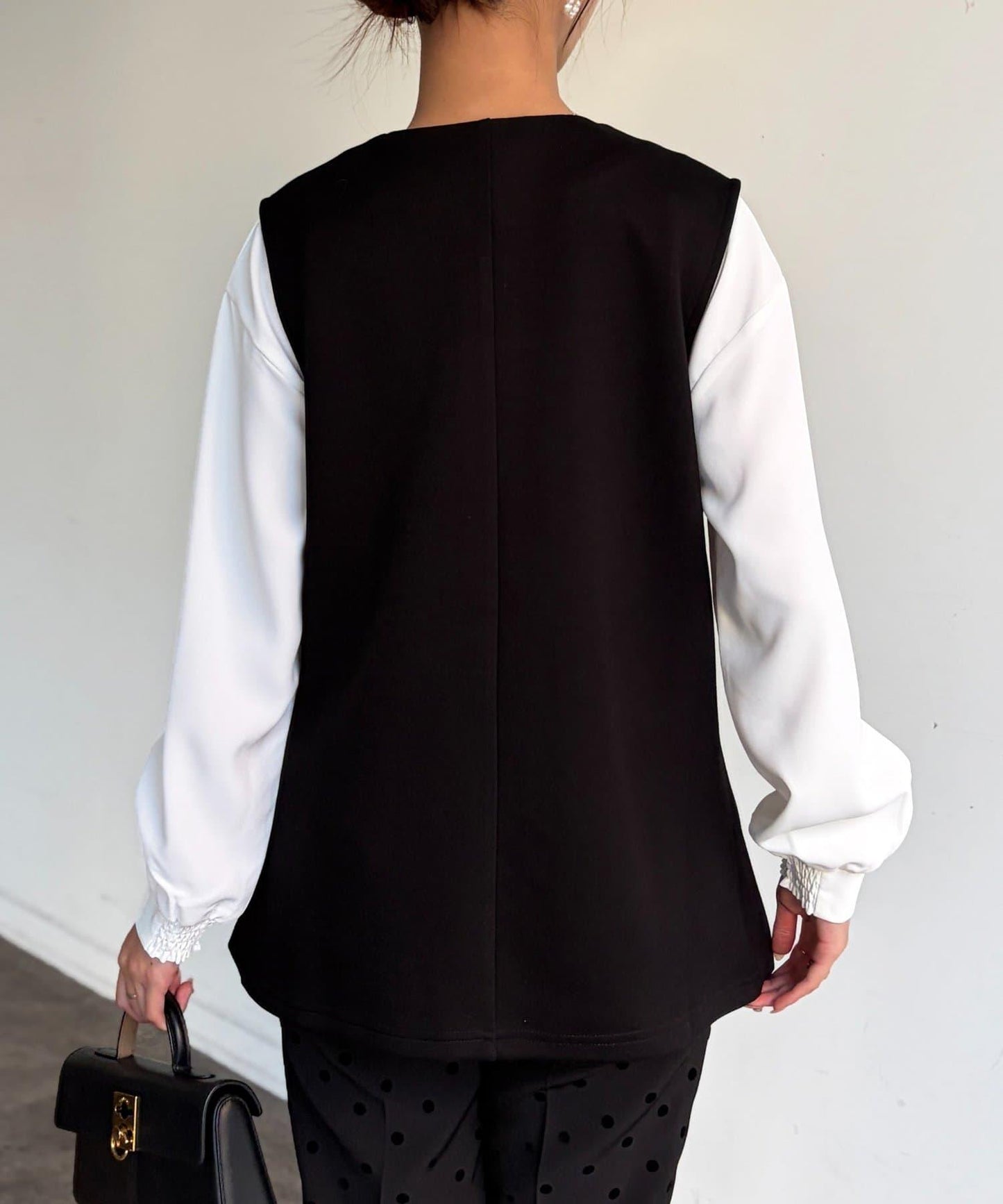 褶皺荷葉邊雙面呢馬甲